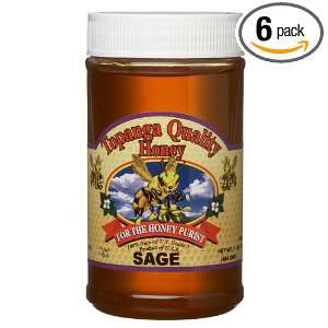 Topanga Quality Honey, Sage, 16 Ounce Plastic Jars (Pack of 6)  
