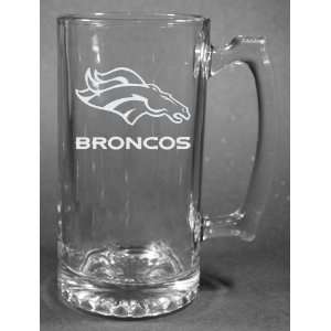   NFL Denver Broncos Laser Etched 27oz Glass Beer Mug: Sports & Outdoors