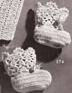 Vintage Baby Sacque Bonnet Booties Crochet Pattern Set~  