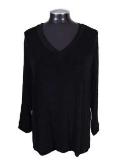   Size XL Black Slinky Tunic Top Shirt Travel Knit V Neck  