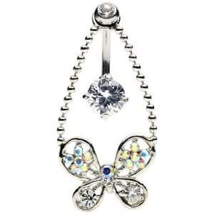   Crystal Butterfly w/ Chain Belly Ring   Free Shipping!: Home & Kitchen