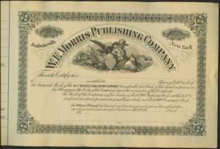 RARE 1895 Stock Certificate Morris Co. Baldwinsville NY  