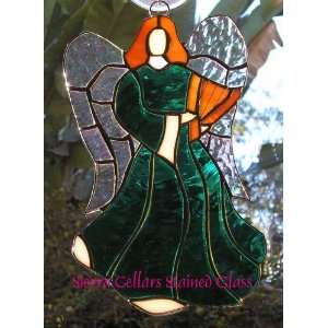  Stained Glass Emerald Angel with Wings