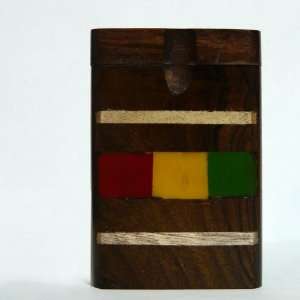 Handmade Tri Color Rasta Teak Wood 3 x 2 Dugout with Cigarette One 