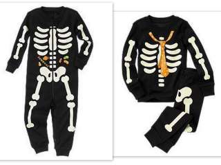 NWT GYMBOREE 12 18 2 3 Black Skeleton Gymmies Pajamas Glow in Dark Boy 