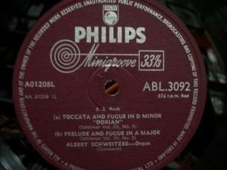   SCHWEITZER BACH Organ Music Toccatta/Fugue PHILIPS Minigroove  