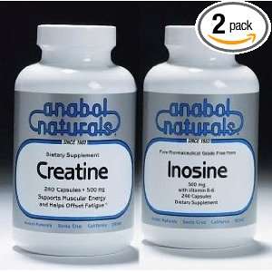 Anabol Naturals Power Stack: Creatine 1000 Grams Pure Powder & Inosine 