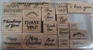 Stampin Up GREAT GREETINGS Rubber Stamps 1992  