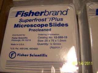 Fisher Scientific 12 550 15 Microscope slides 10 gross  
