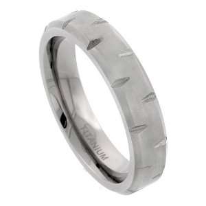   Comfort Fit Band Ring, with Notched Beveled Edges and Brushed Finish 8