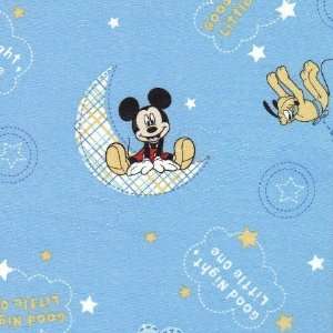 Mickey Good Night Toss Cotton Fabric   Blue