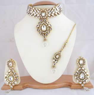  Bollywood fashions bridal kundan Necklace earrings &Tika set  