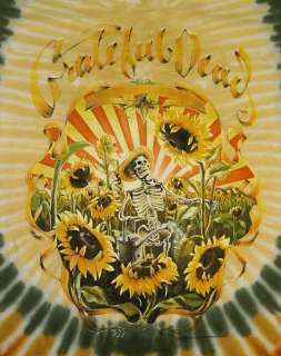   Dead Sunflower Field Skeleton Psychedelic Tie Dye T Shirt Tee  