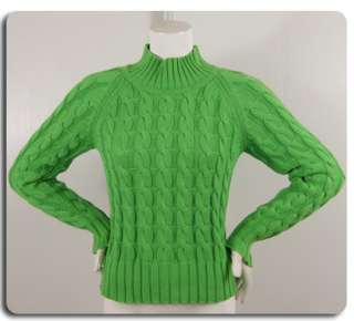 Anthropologie TIBI Green Cable Knit Mock Neck Sweater Size S  TP160 