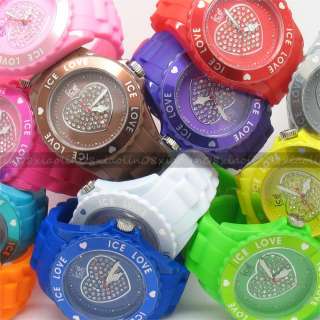 Wrist Watch with DATE Unisex Jelly Candy Sports Dial Quartz 13 colors 
