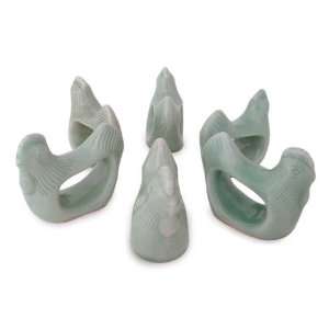   ceramic napkin rings, Green Clucking Hens (set of 6): Home & Kitchen