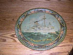 Antique Circa 1898 Remember the Maine Tray USS Maine  