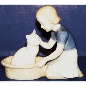  Bing & Grondahl #2249 Girl with Cat in Basket Figurine 