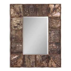   Console Mirror Wall Mounted Real Birch Accented   Real Palm Branches