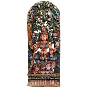   Goddess Padmavati   South Indian Temple Wood Carving