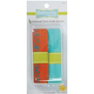  New   Orange & Solid Turquoise Fold Over Elastic by Dritz 