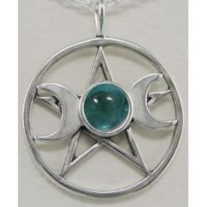  Sterling Silver Triple Goddess Pentacle Accented with a 