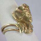Queen Nefertiti sculpture ring 14K solid yellow gold 9g Made USA by 