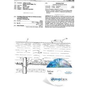  NEW Patent CD for UNDERWATER ELECTRICAL POWER SOURCE AND 