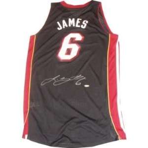  LeBron James Autographed Miami Heat Authentic Road Black Jersey 