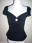 Papell Boutique evening blouse size 8 Black Lace cap sleeves EUC