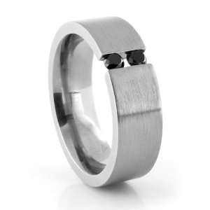  Titanium Tension Set Ring with Black Diamonds: Jewelry