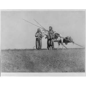  A Blackfoot travois,2 Blackfoot Indians,1907,E.S. Curtis 