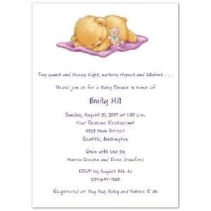  Naptime with Purple Blankey Baby Shower Invitations   Set 