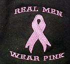 Real Men Wear Pink Breast Cancer Black T Shirt XL New