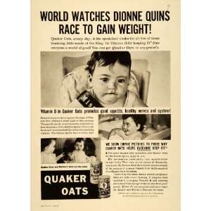  1936 Ad Quaker Oats Cereal Dionne Quintuplets Babies 