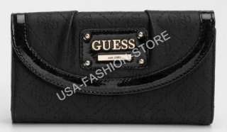 GUESS WALLET BRUNETTE Double ID CLUTCH Black purse tags  