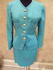 Gorgeous CHANEL Turquoise Pique Cotton Skirt Suit SZ36