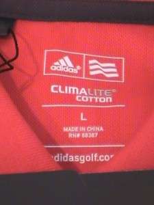 ADIDAS Clima Lite Mens Size Large Long Sleeve POLO Red & Black NWT 