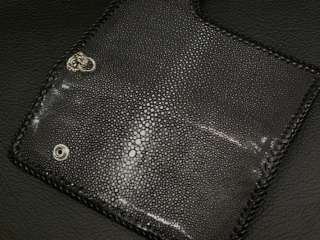 Stingray Wallet (Biker Leather Wallet with Silver Concho)  