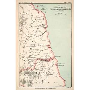  1882 Lithograph Ancient War Map Northumberland England 