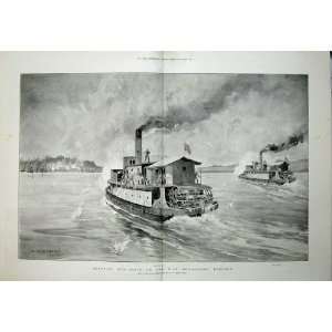   1896 Egyptian Gun Boats River Nile Bombarding Dongola