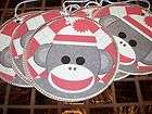 RED Sock Monkey ROUND Tags Hang / Gift Tags (728)