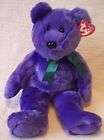 EMPLOYEE BEAR   PURPLE w/GREEN RIBBON   BEAUTIFUL   TY 