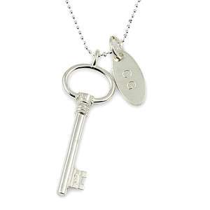   Silver Engraved Key Necklace Pendant 18 21 Birthday Gift FREE SHIP
