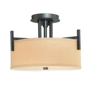  Semi Flushmount Ceiling Fixture with Natural Linen Shade 