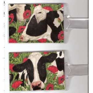   : Set of 2 Luggage Tags Made with Cow Flower Fabric: Everything Else