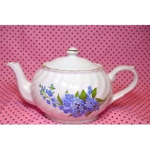  Arthur Wood & Son Teapot,Blue Flowers,Swirled Pattern 