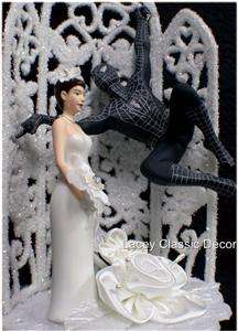 SPIDERMAN groom bride Wedding Cake Topper Top Super Hero BLACK