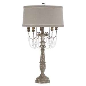   Gray Crystal Swag Antique Wood French Manor Table Lamp: Home & Kitchen