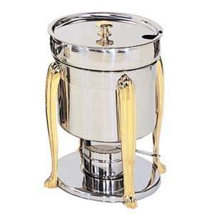   QUART SOLID BRASS ACCENTED SOUP CHAFER CHAFING DISH: Kitchen & Dining